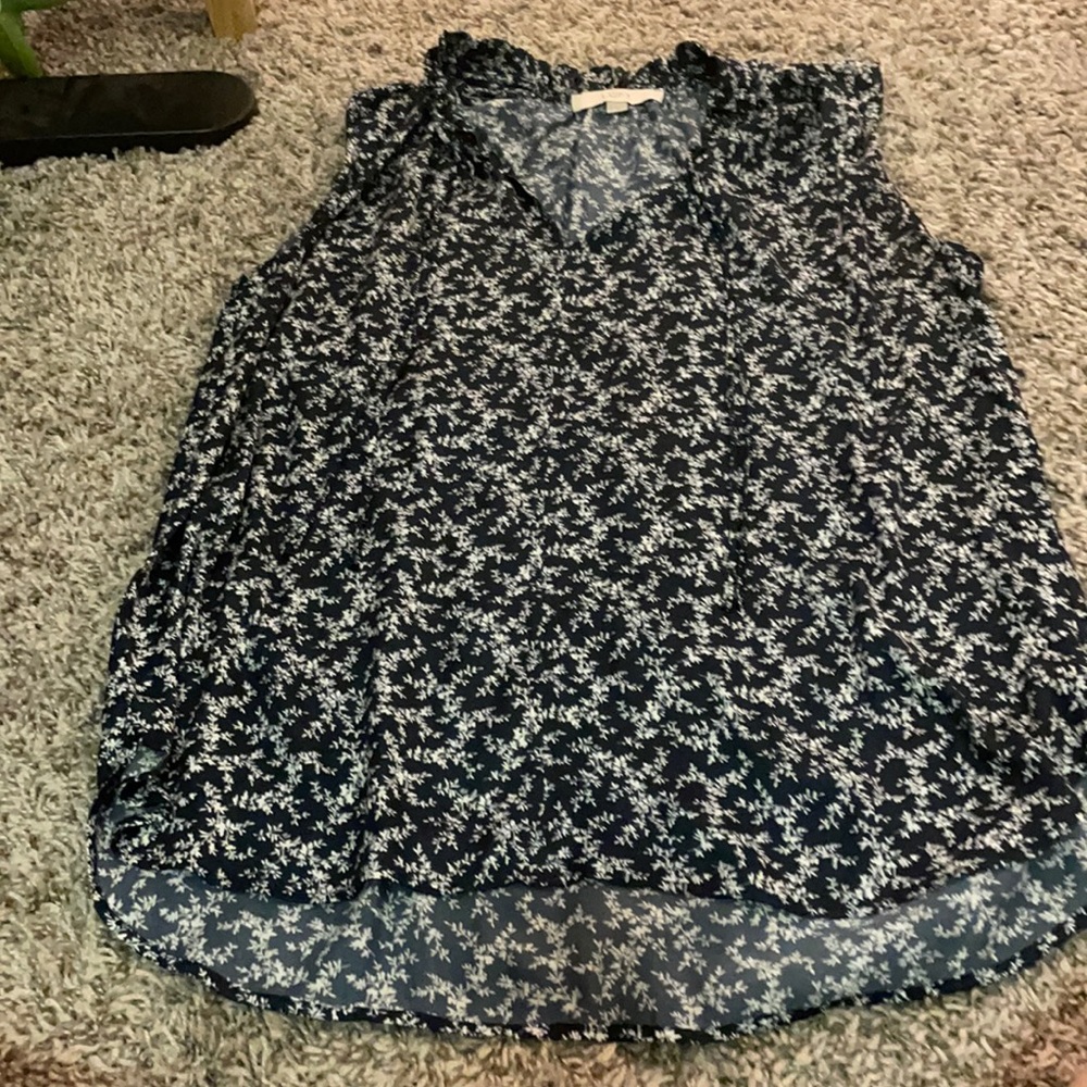 blue and white floral tank top